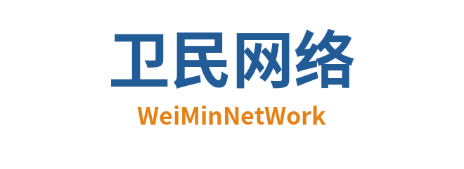 卫民网络 标准字标识独立使用:卫民网络 + WeiMinNetWork(无图标)