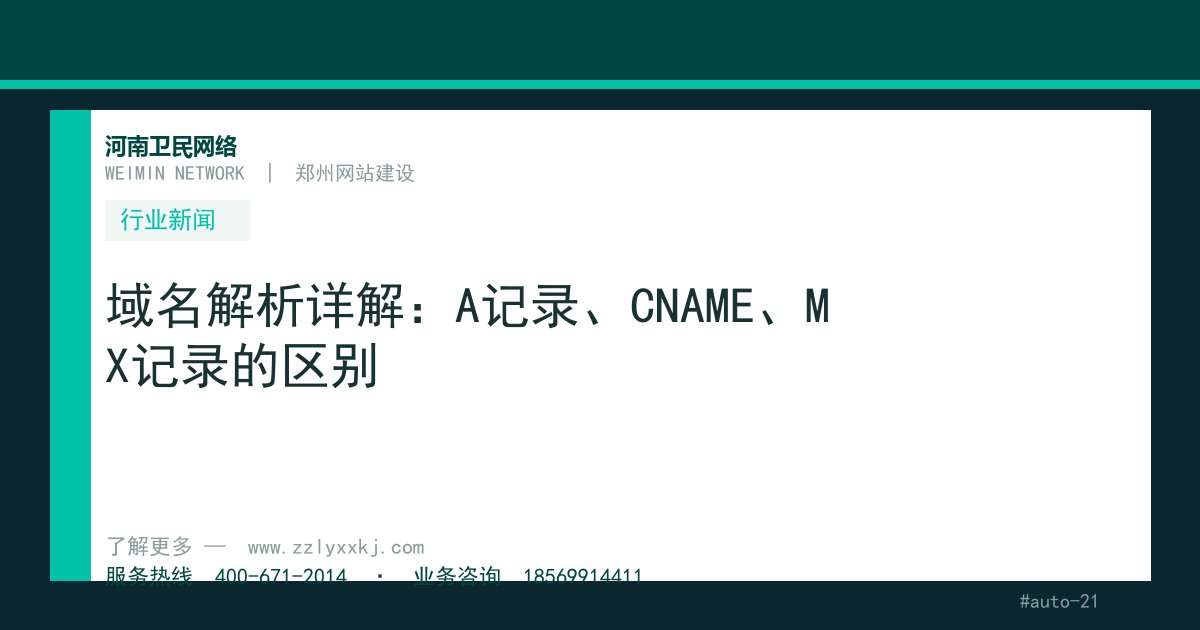 域名解析详解：A记录、CNAME、MX记录的区别