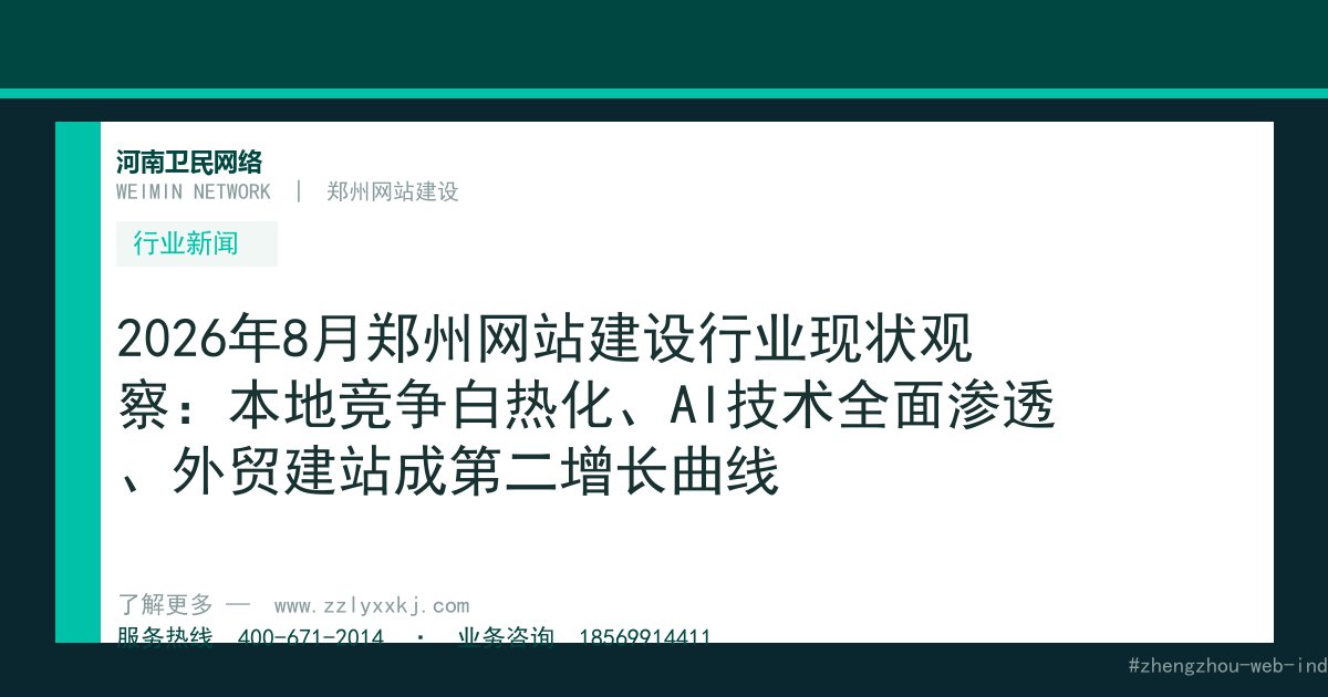 2026年8月郑州网站建设行业现状观察：本地竞争白热化、AI技术全面渗透、外贸建站成第二增长曲线